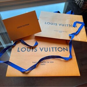 Louis Vuitton Store Shopping Bag, Ribbon and Receipt Envelope. Authentic. LOT